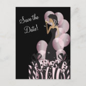 Classy Diva Girl | Datum opslaan | Roze Aankondigingskaart (Voorkant)