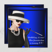 Classy Diva Royal Blue verjaardagsfeest Kaart (Voorkant / Achterkant)