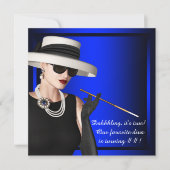 Classy Diva Royal Blue verjaardagsfeest Kaart (Voorkant)