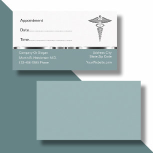 Classy Doctor Appointment Caduceus Visitekaartjes Afsprakenkaartje