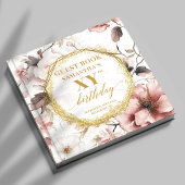 Classy Dusty Pink Gold Waterverf Custom Birthday Gastenboek