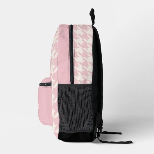 Classy Dusty Roos Blush Pink Houndstooth Pattern Bedrukte Rugzak (Rechts)
