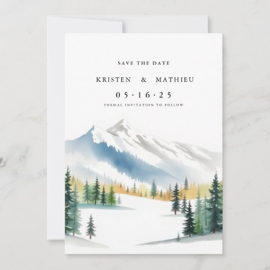 Classy Editable Mountain Save The Date (Voorkant)