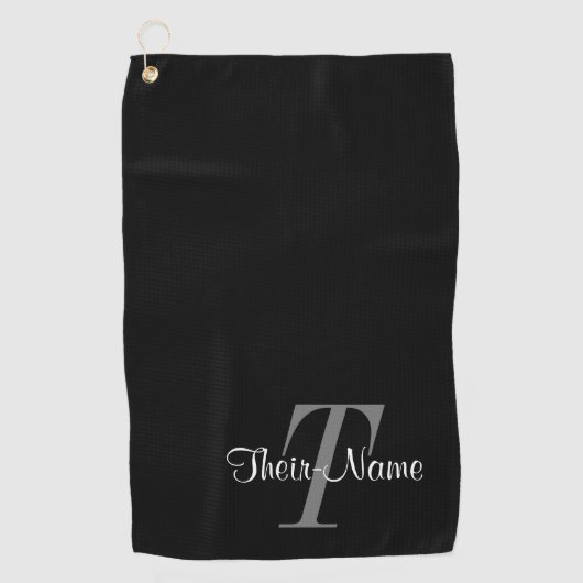 Classy Editable Name & Initiaal Golf Towel Golfhanddoek (Voorkant)