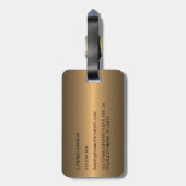 Classy Eenvoudig Zwart Brons Goud Staal Metallic Bagagelabel (Achterkant verticaal)