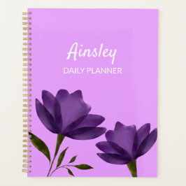 Classy eenvoudige paarse bloemen elegant aanpasbaa planner
