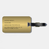 Classy eenvoudige zwart geel goud staal metallic bagagelabel (Achterkant horizontaal)