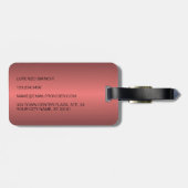 Classy eenvoudige zwarte wijn rood staal metallic bagagelabel (Achterkant horizontaal)