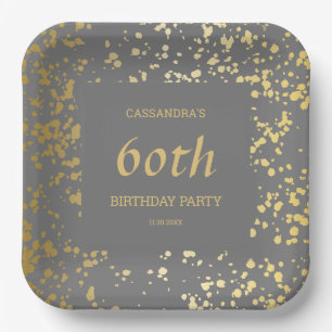 Classy Egypt Gold Sprinkles Grijs Verjaardag Papieren Bordje