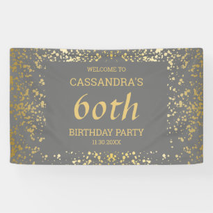 Classy Egypt Gold Sprinkles Grijs Verjaardag Spandoek