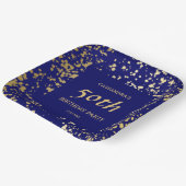 Classy Egypt Gold Sprinkles Navy Blue Verjaardag Papieren Bordje (Gebogen)