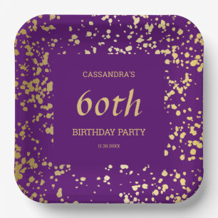 Classy Egypt Gold Sprinkles Paarse Verjaardag Papieren Bordje