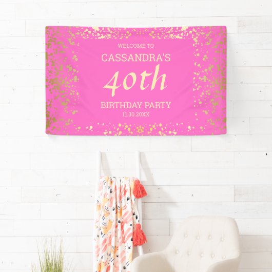 Classy Egypt Gold Sprinkles Roze Verjaardag Spandoek (Insitu)