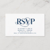 Classy Elegance, Navy Blue Script, RSVP reageren Informatiekaartje (Voorkant)