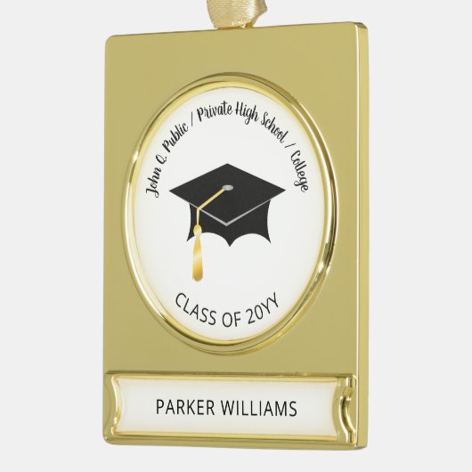 Classy Elegant Afstudeerder Pet School Afstuderen Verguld Banner Ornament (Links)