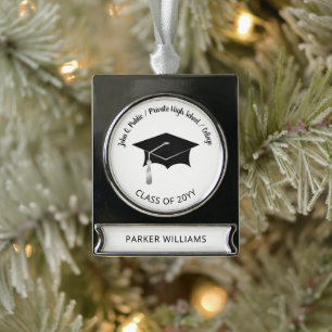 Classy Elegant Afstudeerder Pet School Afstuderen  Verzilverd Banner Ornament