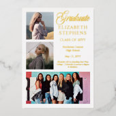 Classy Elegant Afstuderen Afstuderen 3 Foto Folie Uitnodiging (Voorkant)