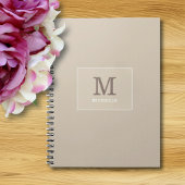 Classy Elegant Beige Custom Name Monogram Notitieboek