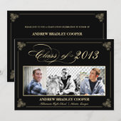 Classy Elegant Black 2013 Afstuderen Photo Invite Kaart (Voorkant / Achterkant)