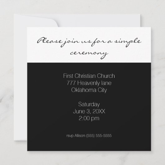 Classy Elegant Black and White Minimal Wedding Inv Kaart (Achterkant)
