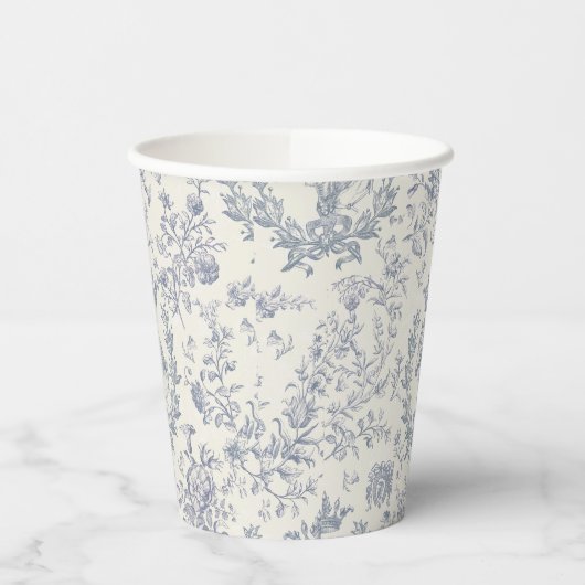 Classy Elegant Blue Beige Equestrian Toile Papieren Bekers (Links)