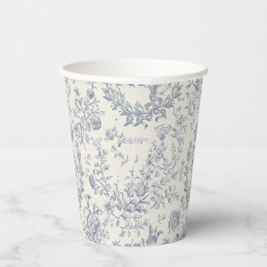 Classy Elegant Blue Beige Equestrian Toile Papieren Bekers (Rechts)