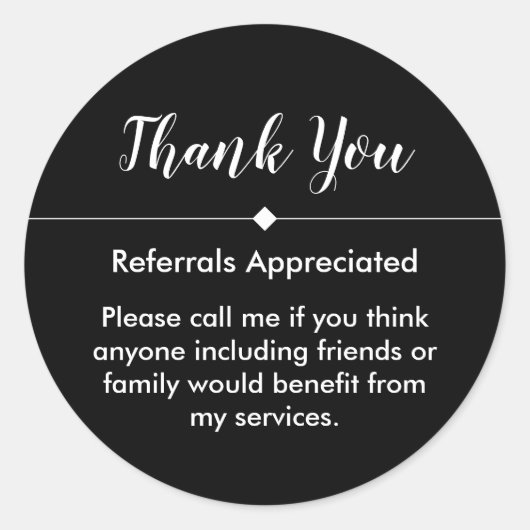 Classy Elegant Business Referral Bedankt Ronde Sticker (Voorkant)