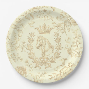 Classy Elegant Chic Beige Cream Equestrian Toile Papieren Bordje