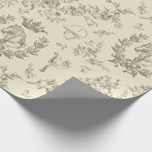 Classy Elegant Chic Beige Equestrian Toile Cadeaupapier (Hoek)