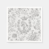 Classy Elegant Chic Grey White Equestrian Toile Servet (Voorkant)