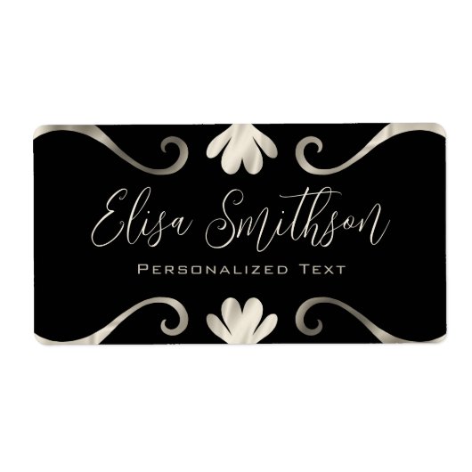 Classy Elegant Chic Luxury Feminine Black & Silver Etiket (Voorkant)