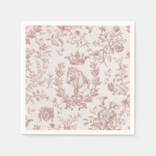 Classy Elegant Chic Plum Beige Equestrian Toile Servet