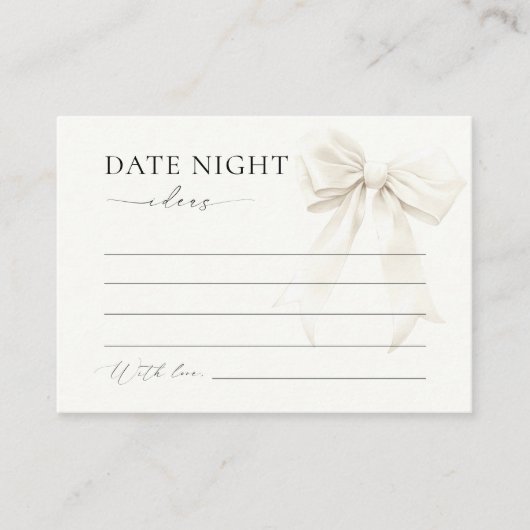 Classy Elegant Chic White Bow Date Night Ideeën Informatiekaartje (Voorkant)