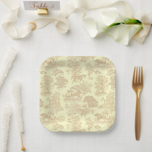Classy Elegant Chique Paarden Teile Beige Cream Papieren Bordje