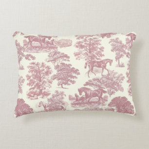 Classy Elegant Chique Roze Paarden Country Toile Accent Kussen