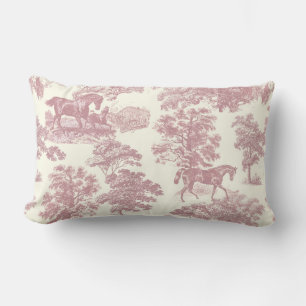 Classy Elegant Chique Roze Paarden Country Toile Kussen
