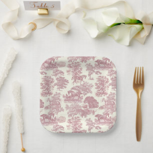 Classy Elegant Chique Roze Paarden Country Toile Papieren Bordje