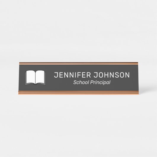 Classy Elegant Custom Name Title Logo Employee Bureau Naambordje (Voorkant)