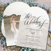 Classy Elegant Eenvoudige Foto Overlay Boog Trouwe Kaart