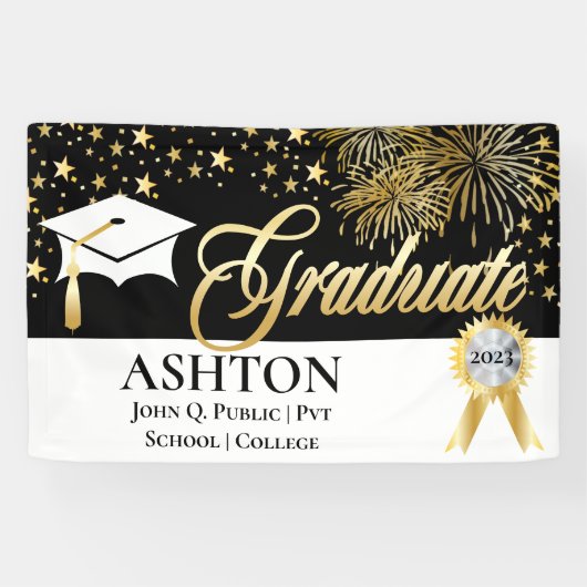 Classy | Elegant Fireworks | Sterren Afstuderen —  Spandoek (Horizontaal)