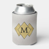 Classy Elegant Gepersonaliseerd Faux Wit Leder Blikjeskoeler (Blikje Voorkant)