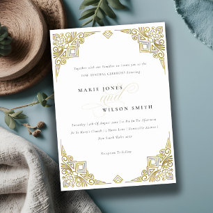 Classy Elegant Gold Art Deco  Wow Renewal Kaart