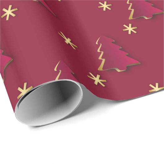 Classy Elegant Gold Red-kerstboom Cadeaupapier (Rol Hoek)