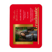 Classy Elegant Gold Text Afstuderen 1 Foto rood Magneet (Verticaal)