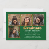 Classy Elegant Gold Text Afstuderen 4 Foto konounc Aankondiging (Voorkant)
