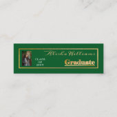 Classy Elegant Gold Text Afstuderen Foto groen Mini Visitekaartje (Voorkant)