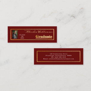 Classy Elegant Gold Text Afstuderen Foto Mini Visitekaartje