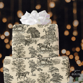 Classy Elegant Horses Beige Toile Cadeaupapier