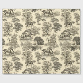 Classy Elegant  Horses Beige Toile Cadeaupapier (Vlak)