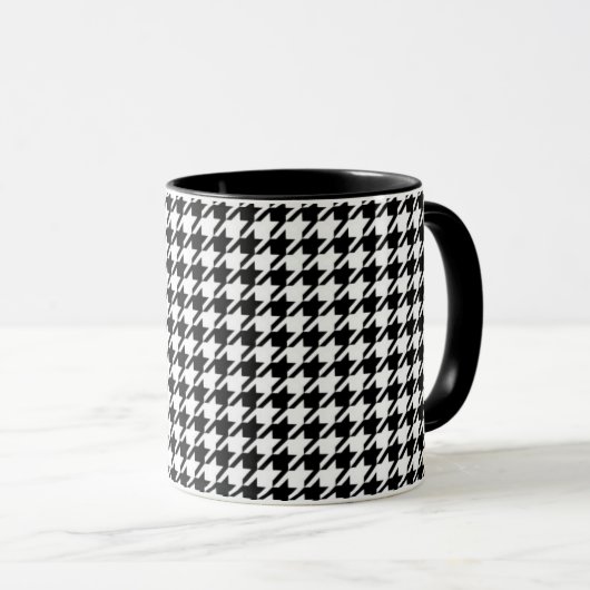 Classy Elegant Houndstooth Pattern Black and White Mok (Voorkant rechts)